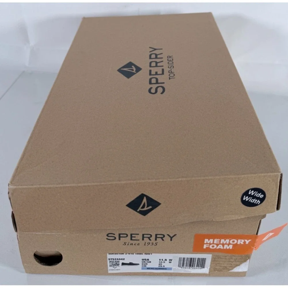 Sperry Surveyor 2 Eye Tumbled Memory Foam Navy Boat Shoes Men's‎ Size 11.5 W